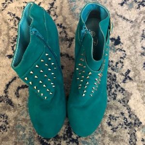 Teal Studded Ankle Booties
